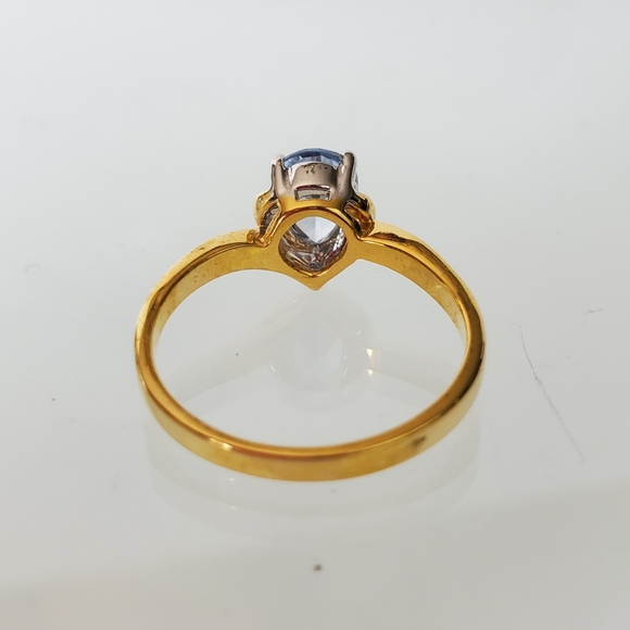Delicate Gold Plated Blue birthstone  ring sizes 4 5 8 Valentines Day - Picture 5 of 8